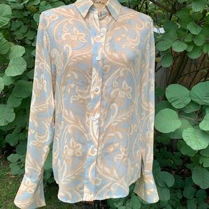 LINDA ALLARD for ELLEN TRACEY ladies 100% silk button up blouse size 4 LNWOT